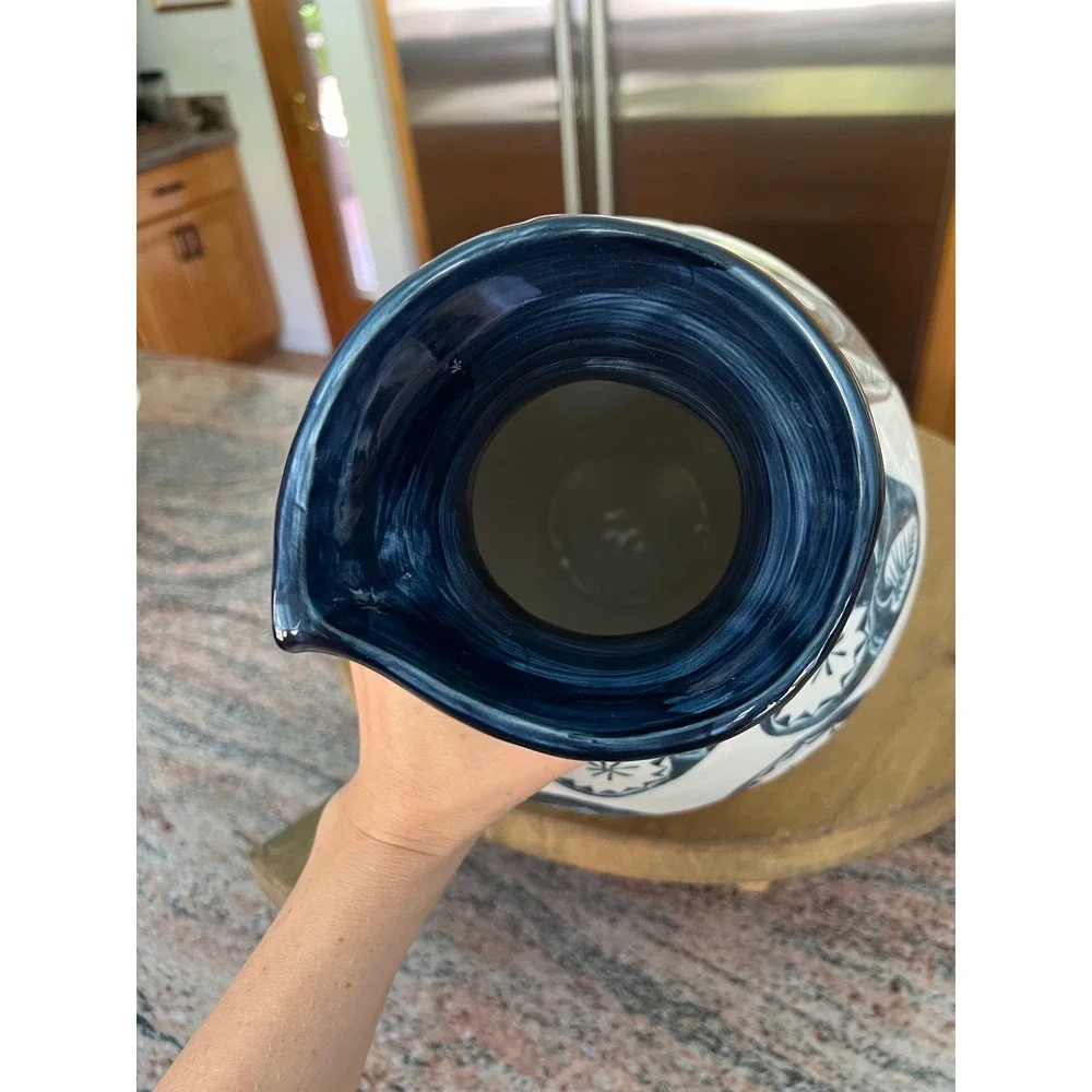 Ruan Hoffmann Anthropologie Dreambirds Wide Vase Navy Gold 14